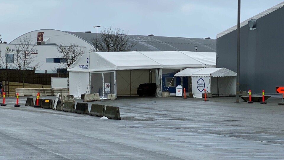 Over 100 personer testet positivt for koronaviruset i Stavanger julaften. Korona-teststasjonen på Tjensvoll.