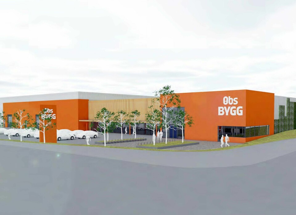 Skisse av planene for et nytt Obs Bygg i Krossbergveien på Revheim. d