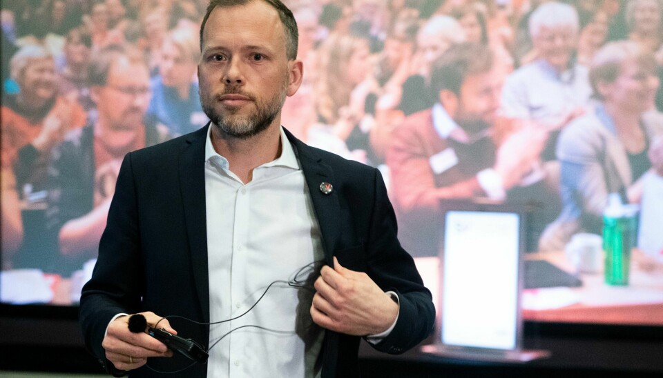 Partileder Audun Lysbakken under landsmøtet til SV på Hamar. Hamar 20210423. Partileder Audun Lysbakken under landsmøtet til SV på Hamar fredag.Foto: Terje Pedersen / NTB