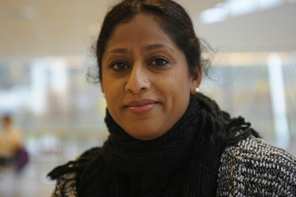 Nasim Rizvi er nestleder i Buskerud Innvandrerråd og mener at ordet innvandrersmitte ikke bør bli brukt. Nasim Rizvi er styremedlem i Buskerud Innvandrerråd, og holdt et innlegg på Mållagets seminar om språkopplæring for innvandrere på HVB 24. oktober 2014, der hun tok til orde for å fjerne obligatorisk nynorsk. FOTO: KATRINE STRØM