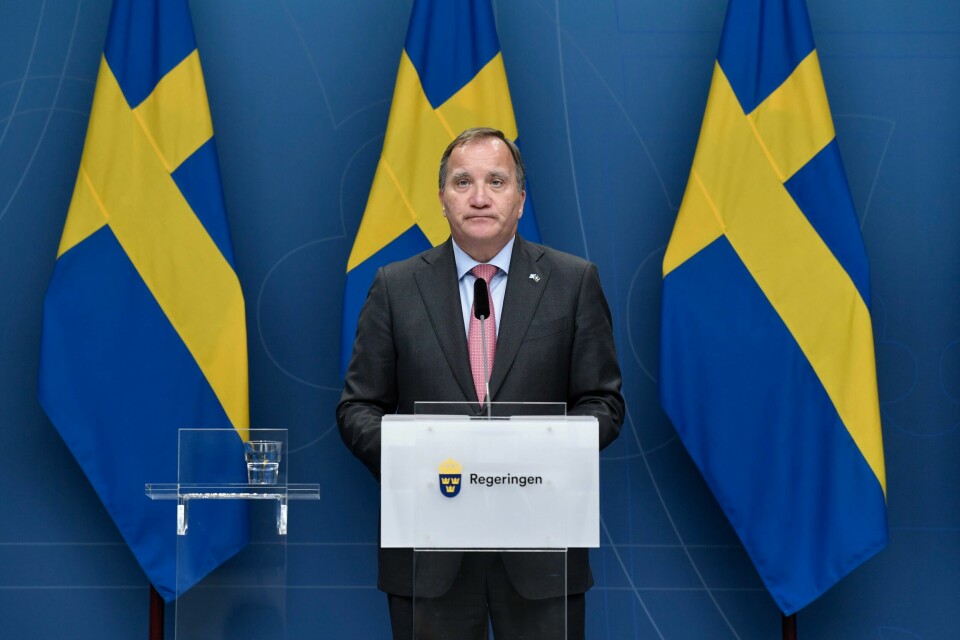Statsminister Stefan Löfven (S) signaliserte mandag sin avgang som statsminister. Nå blir det opp til talmannen i Riksdagen å løse opp den politiske floken. Statsminister Stefan Löfven og resten av den svenske regjeringen går av. Foto: Stina Stjernkvist/TT / NTB