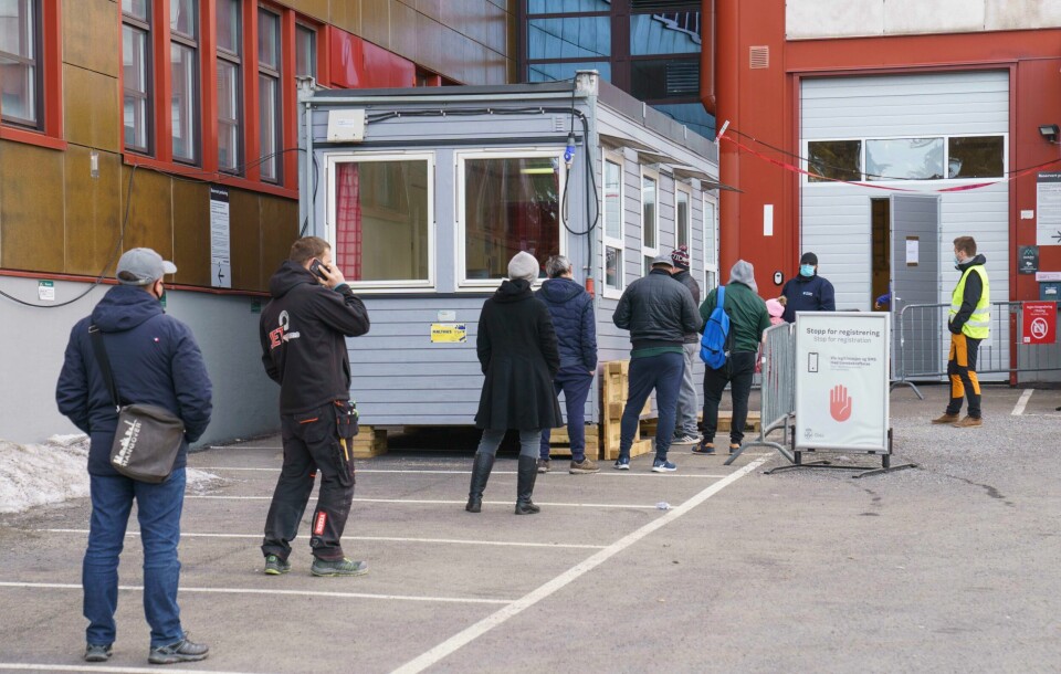 Koronateststasjonen på Rommen i bydel Stovner. Her kan de som ønsker å teste seg ta en koronaprøve.
