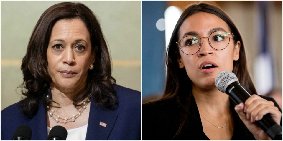 Kamala Harris (t.v.) og Alexandria Ocasio-Cortez. Montasje: Kamala Harris og Alexandria Ocasio-Cortez. Montasje: