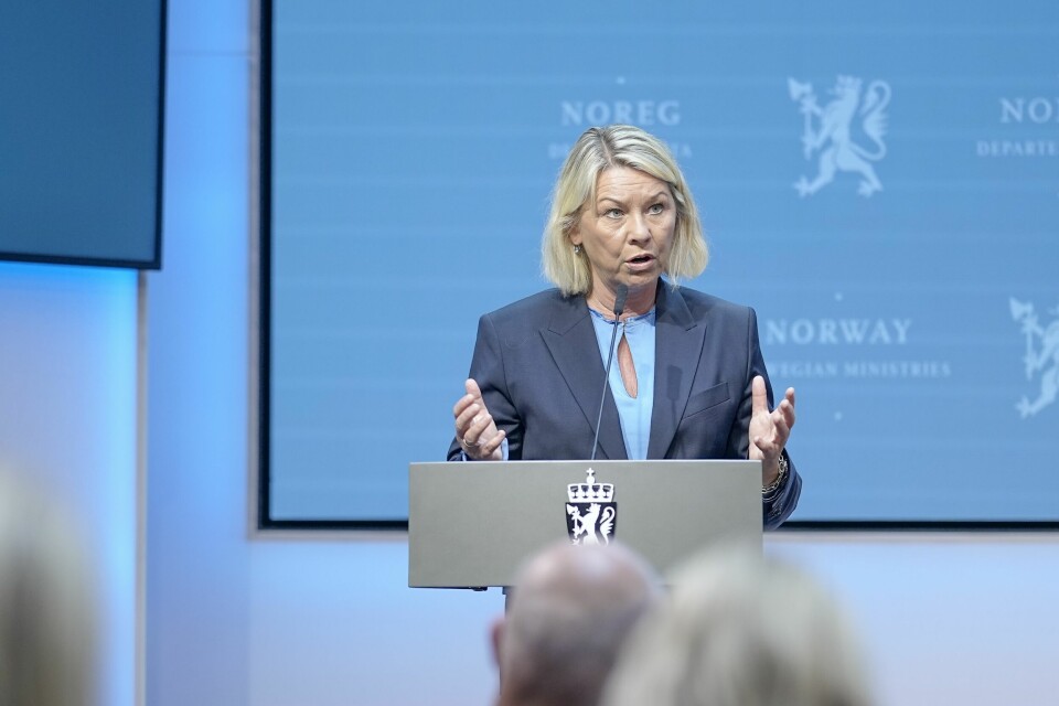 Justis- og beredskapsminister Monica Mæland under regjeringens pressekonferanse sist fredag om gjenåpningen av Norge. Justis- og beredskapsminister Monica Mæland under regjeringens pressekonferanse sist fredag om gjenåpningen av Norge.