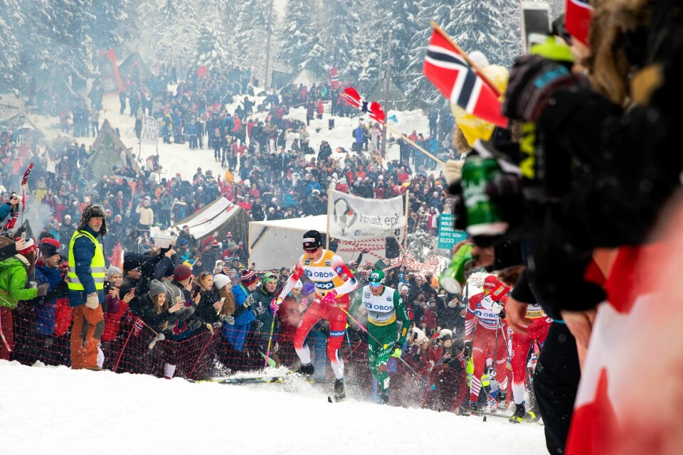 Johannes Høsflot Klæbo passerer Frognerseteren i 2019-utgaven av femmila i Holmenkollen. Johannes Høsflot Klæbo passerer Frognerseteren i 2019-utgaven av femmila i Holmenkollen.
