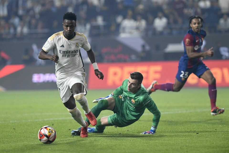 Vinicius Junior var kampens store spiller i supercupfinalen. Vinicius Junior var kampens store spiller i supercupfinalen. Foto: AP / NTB