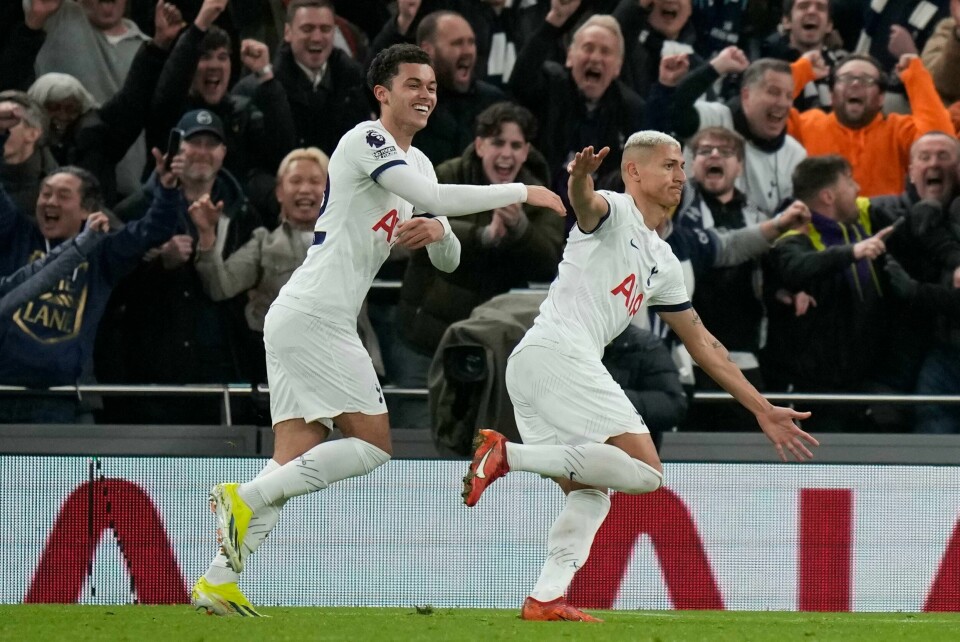 Richarlison satte inn Tottenhams tredje mål.: Richarlison satte inn Tottenhams tredje mål. Foto: Alastair Grant / AP Photo / NTB: