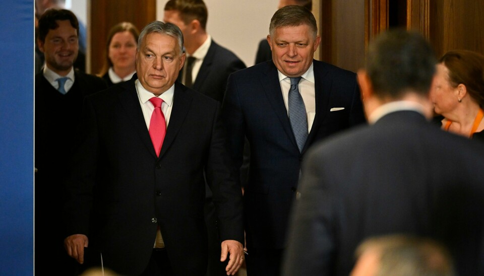 Slovakias statsminister Robert Fico (t.h.) besøkte Viktor Orban i Budapest tirsdag.
