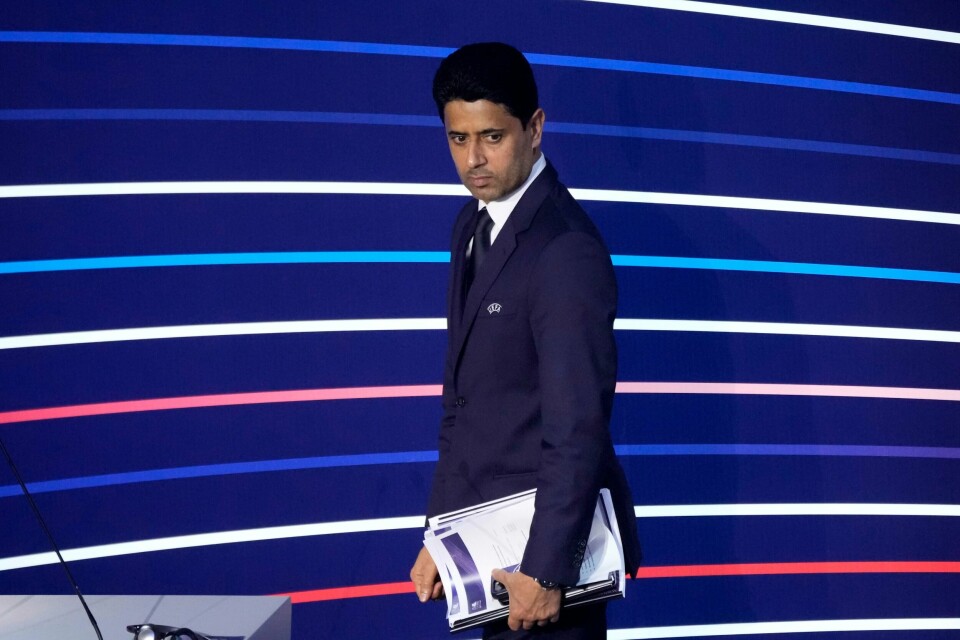 PSG-president Nasser al-Khelaifi er forbannet. PSG-president Nasser al-Khelaifi er forbannet. Foto: Christophe Ena / AP / NTB