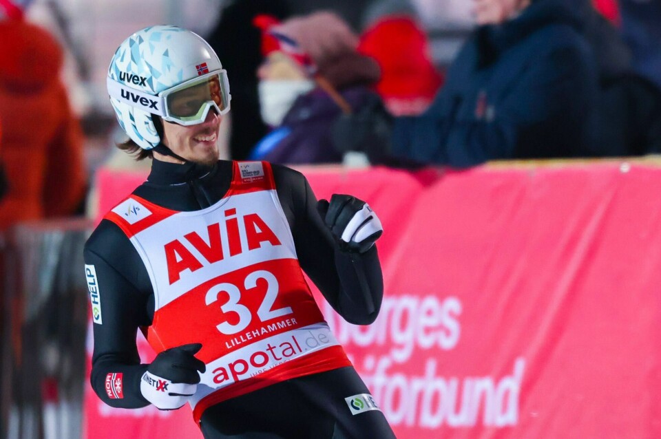 Johann Forfang kunne glise etter å ha tangert bakkerekorden i Willingen. Her er han avbildet fra et renn på Lillehammer i desember. Johann André Forfang var beste norske i kvalifiseringen i Lysgårdsbakken fredag. Foto: Geir Olsen / NTB