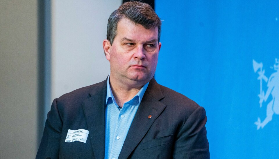 Oslo 20210305. LO-leder Hans-Christian Gabrielsen døde tirsdag, 53 år gammel. Her deltar han i en pressekonferanse i Marmorhallen fredag.Foto: Håkon Mosvold Larsen / NTB