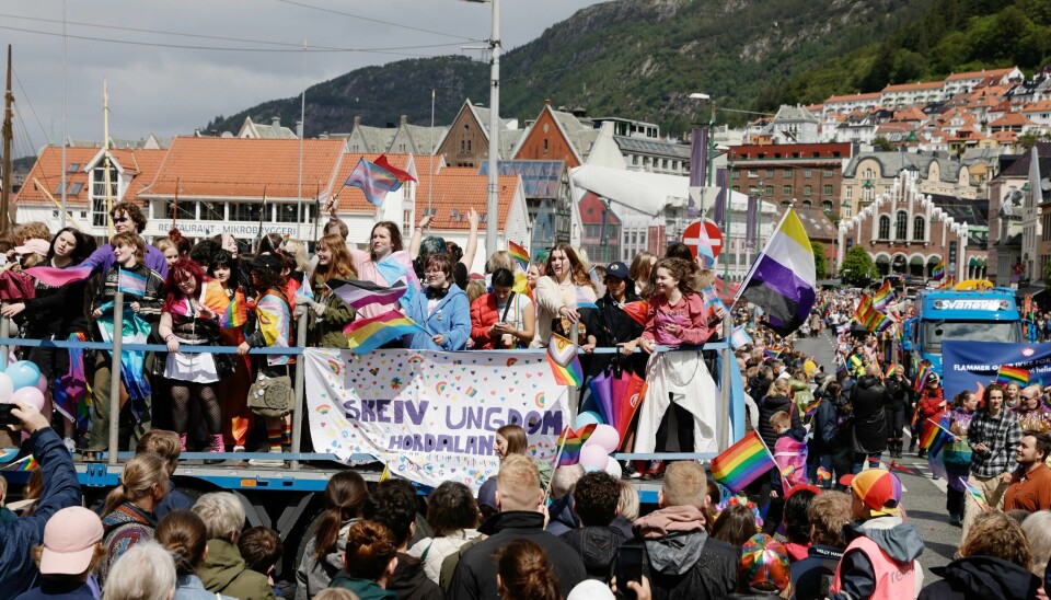 Årets pride-parade på vei gjennom Bergen sentrum 8. juni. Årets pride-parade på vei gjennom Bergen sentrum 8. juni. Foto: Paul S. Amundsen / NTB