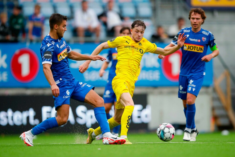 Bodø/Glimt får latvisk motstand i form av RFS i mesterligaens 2. kvalifiseringsrunde. Her er Håkon Evjen i aksjon i helgens seriekamp mot Sandefjord. Bodø/Glimt får latvisk motstand i form av RFS i mesterligaens 2. kvalifiseringsrunde. Her er Håkon Evjen i aksjon i helgens seriekamp mot Sandefjord. Foto: Christoffer Andersen / NTB
