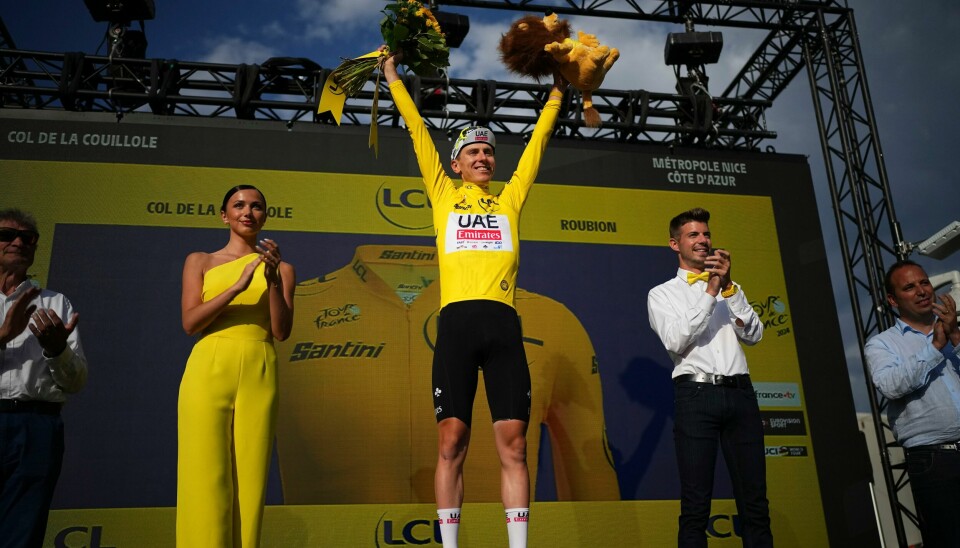 Tadej Pogacar har syklet i gul trøye gjennom omtrent hele Tour de France, og leder med fem minutter før søndagens avsluttende tempoetappe inn til Nice Tadej Pogacar har syklet i gul trøye gjennom omtrent hele Tour de France, og leder med fem minutter før søndagens avsluttende tempoetappe inn til Nice