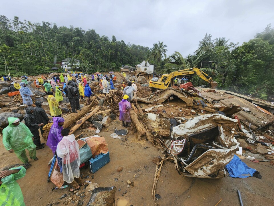 Wayanad-distriktet i den indiske delstaten Kerala ble rammet av et jordskred natt til tirsdag. 106 personer er så langt bekreftet døde. Wayanad-distriktet i den indiske delstaten Kerala ble rammet av et jordskred natt til tirsdag. 106 personer er så langt bekreftet døde. Foto: AP / NTB