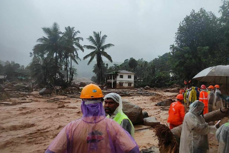 Redningpersonell i delstaten Kerala i India hvor skredene gikk. Redningpersonell i delstaten Kerala i India hvor skredene gikk.