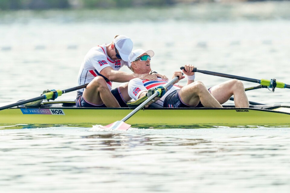 Martin Helseth og Kjetil Borch endte på fjerdeplass i B-finalen i dobbeltsculler i OL torsdag. Martin Helseth og Kjetil Borch endte på fjerdeplass i B-finalen i dobbeltsculler i OL torsdag. Foto: Stian Lysberg Solum / NTB Foto: Fredrik Varfjell / NTB