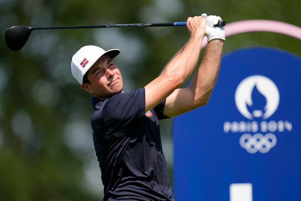 Viktor Hovland i aksjon på 1. runde av golfturneringen i OL. Viktor Hovland i aksjon på 1. runde av golfturneringen i OL. Foto: George Walker IV / AP / NTB