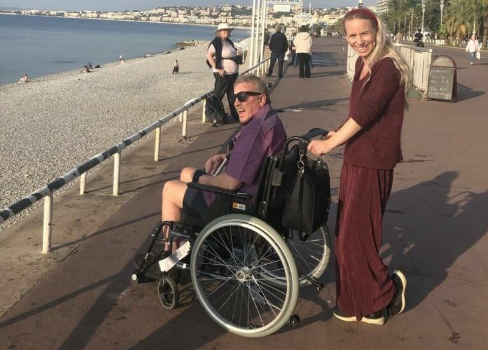 Josef Heng og datteren Lise i Nice på den franske Riviera, de var på cruise i Middelhavet i 2019. Lise