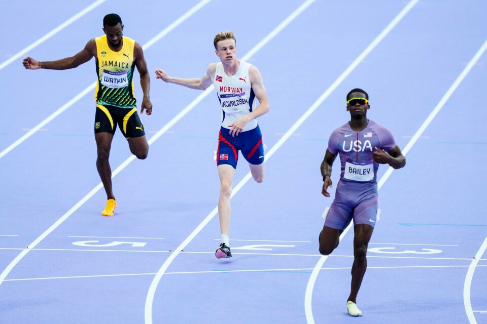 Håvard Bentdal Ingvaldsen gjorde akkurat nok til å gå videre under 400 m for menn i friidrett på Stade de France under sommer OL i Paris 2024. Håvard Bentdal Ingvaldsen kom på tredjeplass i forsøket på 400 meter i OL søndag. Foto: Fredrik Varfjell / NTB
