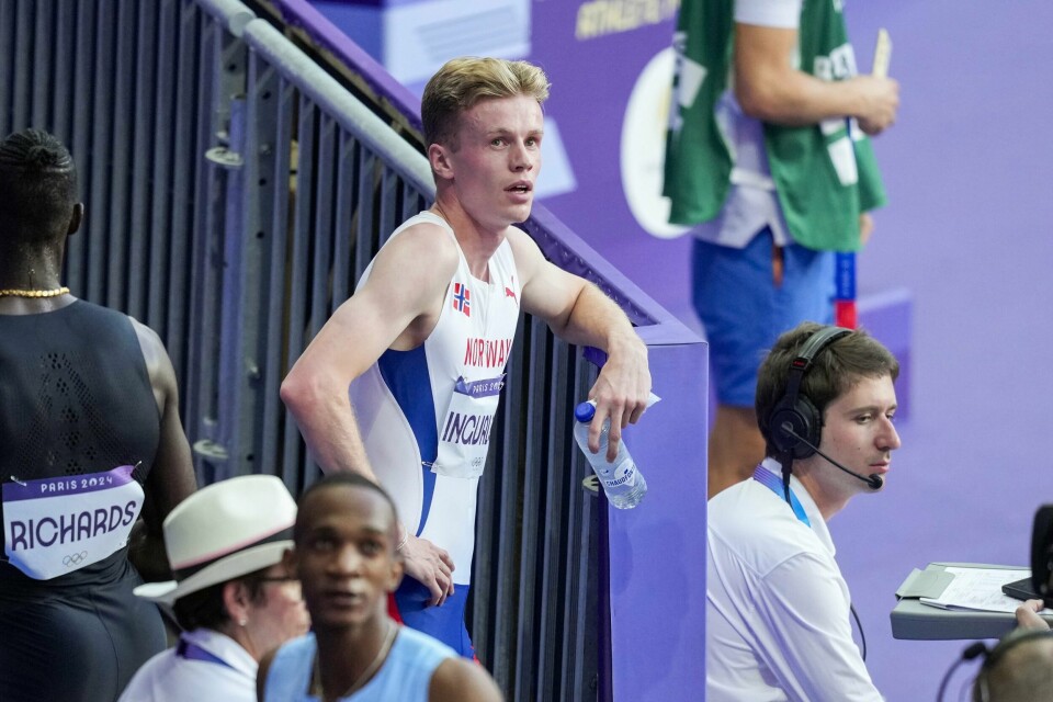 Håvard Bentdal Ingvaldsen etter semifinalen på 400m menn på Stade de France under sommer OL i Paris 2024 Håvard Bentdal Ingvaldsen røk ut i semifinalen på 400 meter i OL. Foto: Beate Oma Dahle / NTB