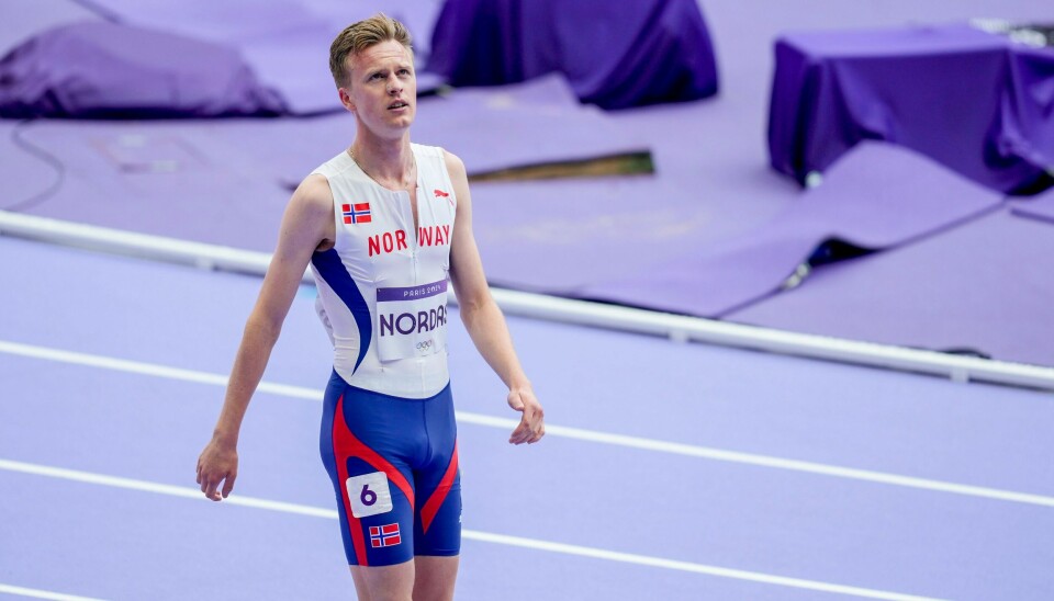 Narve Gilje Nordås etter finalen på 1500 meter på Stade de France under sommer-OL i Paris 2024. Narve Gilje Nordås tok seg enkelt videre til semifinale.Foto: Beate Oma Dahle / NTB