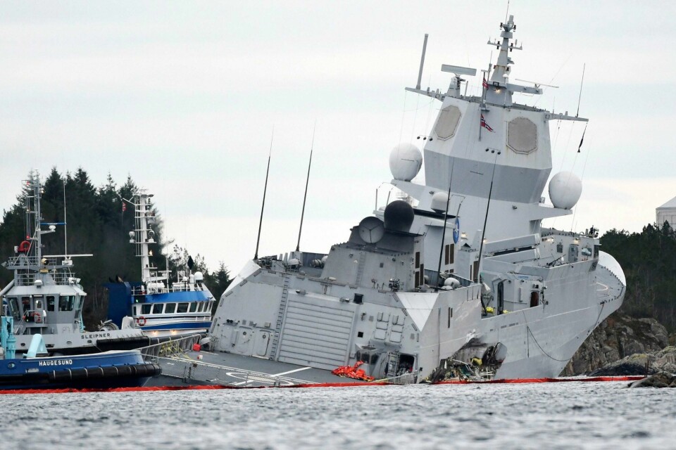 Fregatten KNM Helge Ingstad havarerte i 2018 og måtte skrotes KNM Helge Ingstad, havari i Øygarden 2018