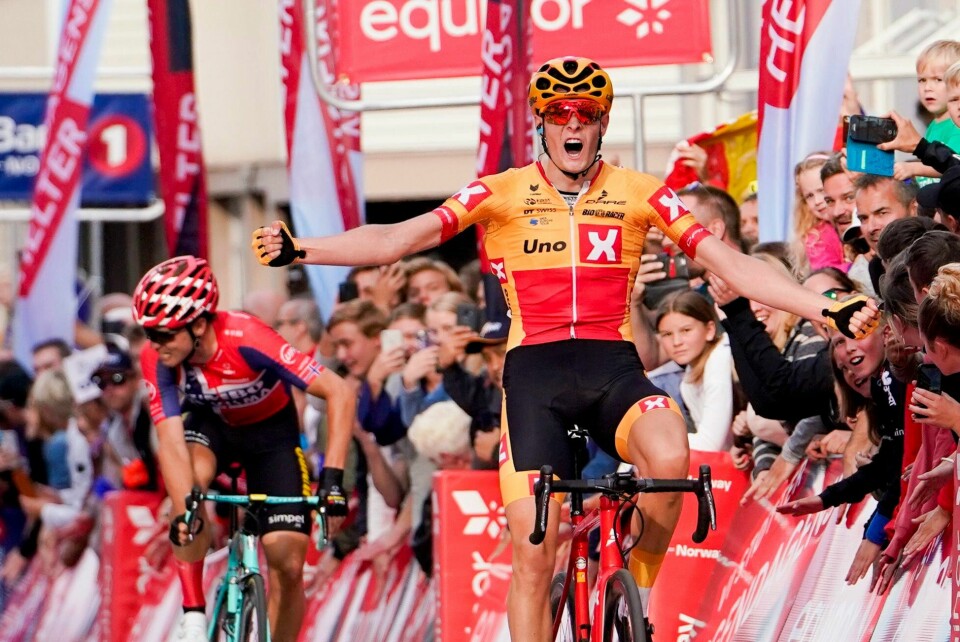 Markus Hoelgaard kunne juble for seier i Belgia. Bildet er fra Arctic Race i 2019. Markus Hoelgaard i Uno-X.Foto: Fredrik Hagen / NTB