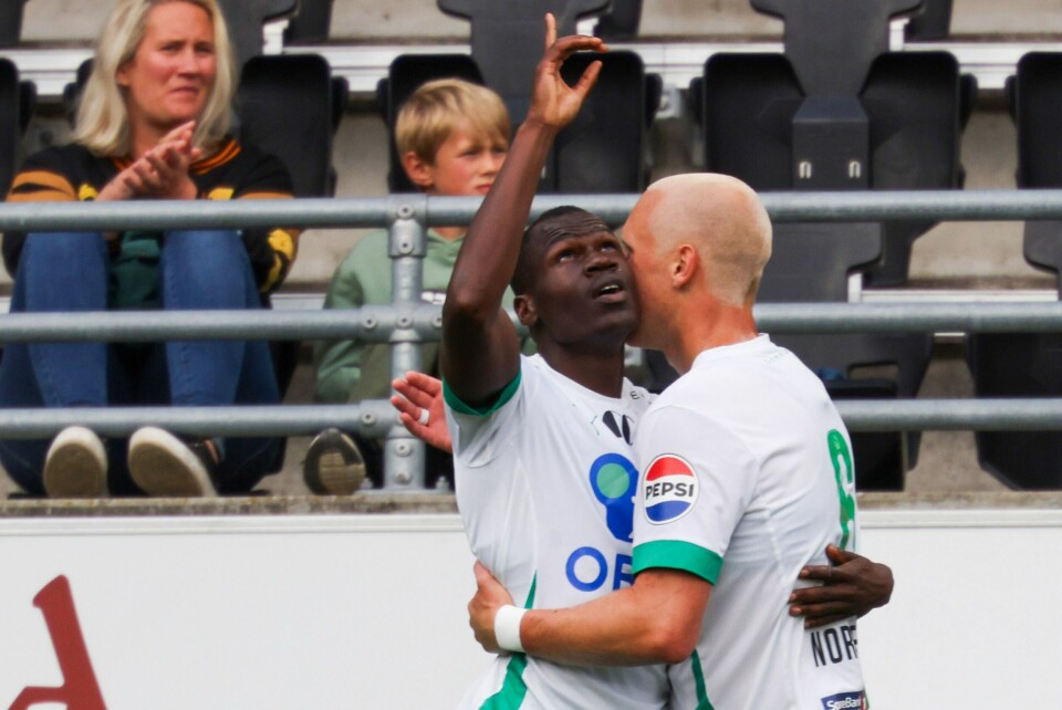 Moses Mawa scoret sitt tredje eliteseriemål for sesongen og fikset nok en HamKam-seier Moses Mawa scoret sitt tredje eliteseriemål for sesongen og fikset nok en HamKam-seier. Foto: Geir Olsen / NTB