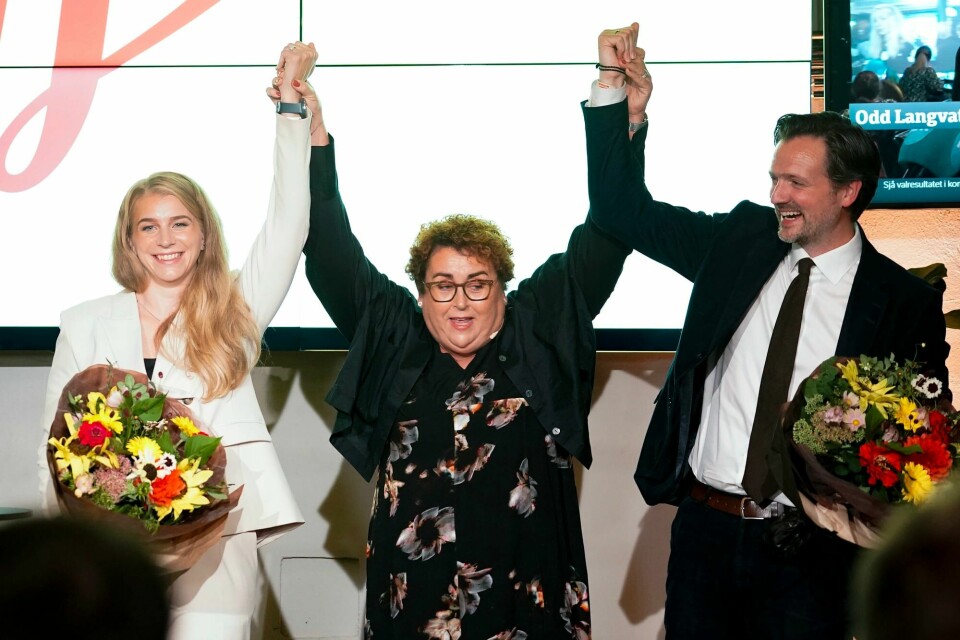 Lykkeligere tider: Dag-Inge Ulstein, partileder Olaug Bollestad (KrF) og Ida Lindtveit Røse under Kristelig folkepartis valgvake på MESH på Youngstorget i Oslo under kommunevalget 2023. Lykkeligere tider: Dag-Inge Ulstein, partileder Olaug Bollestad (KrF) og Ida Lindtveit Røse under Kristelig folkepartis valgvake på MESH på Youngstorget i Oslo under kommunevalget 2023.