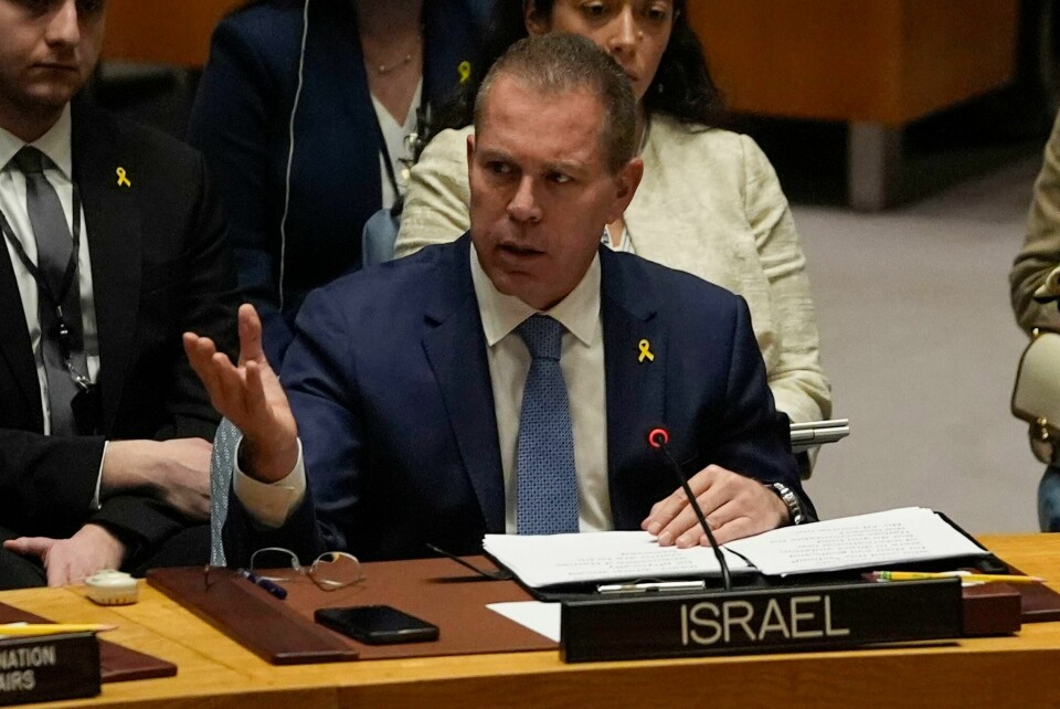 Israels nylig avgåtte FN-ambassadør Gilad Erdan i Sikkerhetsrådet i forrige uke. Israels nylig avgåtte FN-ambassadør Gilad Erdan i Sikkerhetsrådet i forrige uke. Foto: Pamela Smith / AP / NTB