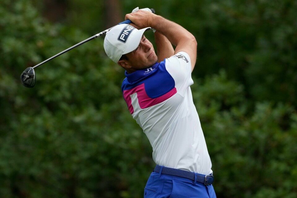 Viktor Hovland i aksjon på torsdagens runde i Castle Rock i Colorado. Viktor Hovland i aksjon på torsdagens runde i Castle Rock i Colorado. Foto: Matt York / AP / NTB