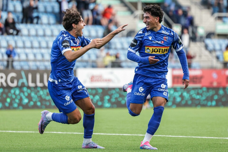 Elias Jemal scoret på overtid for Sandefjord. Dermed rykket laget opp fra bunnplassen på tabellen. Elias Jemal scoret på overtid for Sandefjord. Foto: Thomas Andersen / NTB