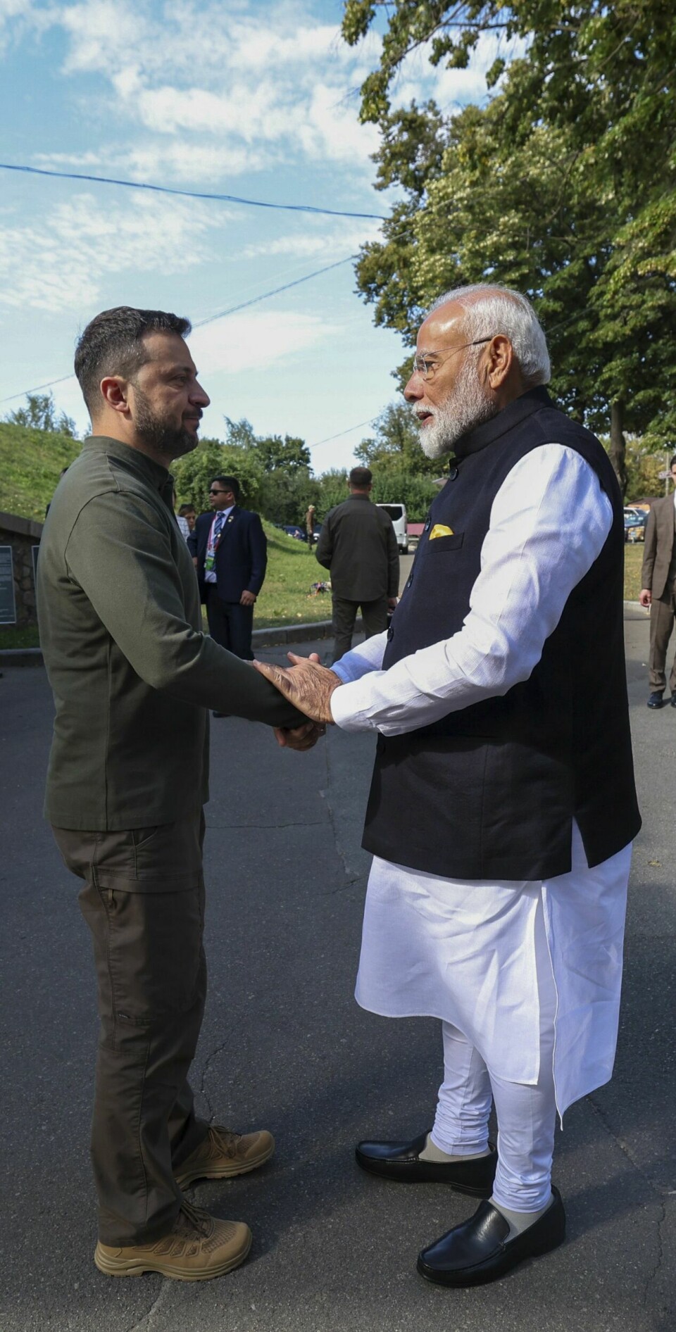 Indias statsminister Narendra Modi og Ukrainas statsminister Volodymyr Zelenskyj i Kyiv. Indias statsminister Narendra Modi og Ukrainas statsminister Volodymyr Zelenskyj i Kyiv. Foto: Indias statsministerkontor via AP / NTB