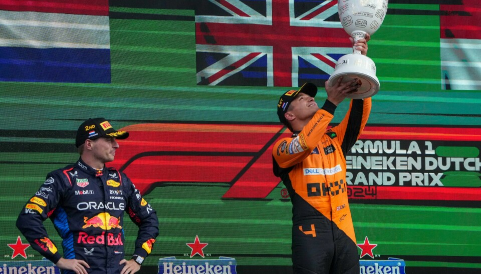 Max Verstappen ble søndag nummer to bak Lando Norris i Nederlands Grand Prix. Max Verstappen ble søndag nummer to bak Lando Norris i Nederlands Grand Prix. Foto: Peter Dejong / AP / NTB