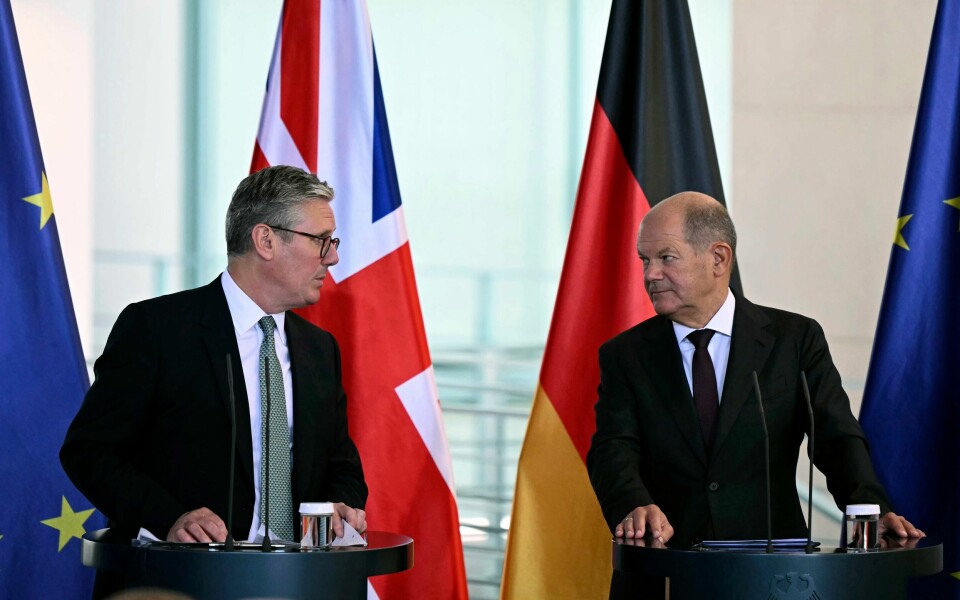 Storbritannias statsminister Keir Starmer møtte onsdag sin tyske motpart Olaf Scholz i Berlin. Storbritannias statsminister Keir Starmer møtte onsdag sin tyske motpart Olaf Scholz i Berlin. Foto: Justin Tallis / AP / NTB