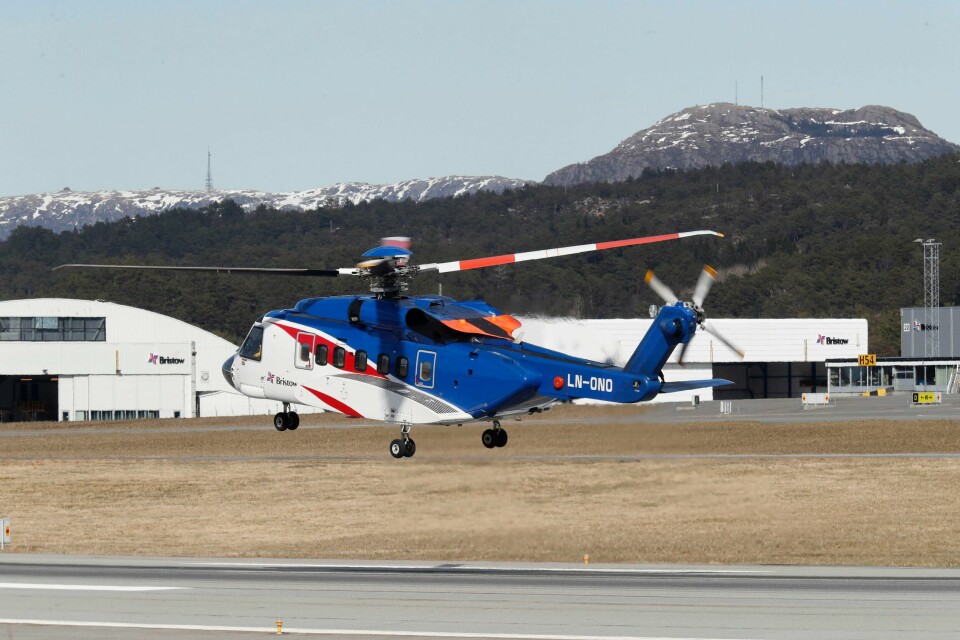 Illustrasjonsfoto Eit helikopter frå Bristow fotografert på Flesland lufthamn ved eit tidlegare høve. Foto: Terje Bendiksby / NTB / NPK