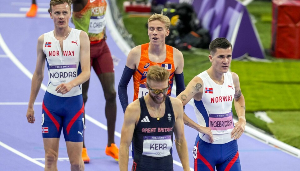 Jakob Asserson Ingebrigtsen, Narve Gilje Nordås og Josh Kerr etter finalen på 1500 meter i Paris-OL. I Zürich møtes de igjen. Paris, Frankrike 20240806. Jakob Asserson Ingebrigtsen, Narve Gilje Nordås, Josh Kerr og Niels Laros etter finalen på 1500 meter i Paris-OL. Foto: Beate Oma Dahle / NTB
