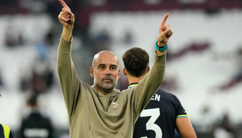 Manchester City-manager Pep Guardiola avbildet etter helgens seier over West Ham. Manchester City-manager Pep Guardiola avbildet etter helgens seier over West Ham. Foto: Frank Augstein / AP / NTB