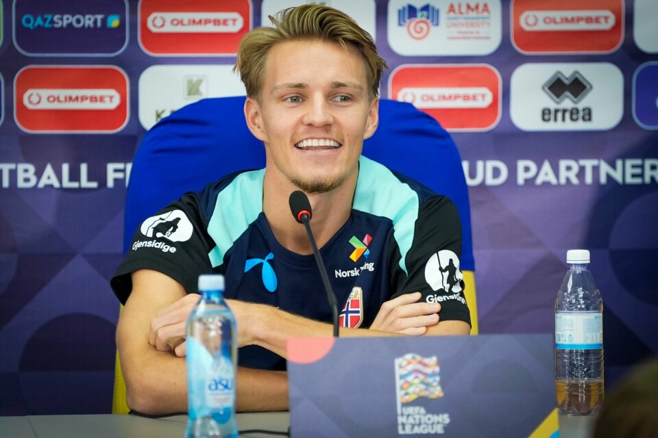 Martin Ødegaard møtte pressen dagen før kamp i Kasakhstan. Bildet viser fotballspiller Martin Ødegaard.Foto: Terje Pedersen / NTB