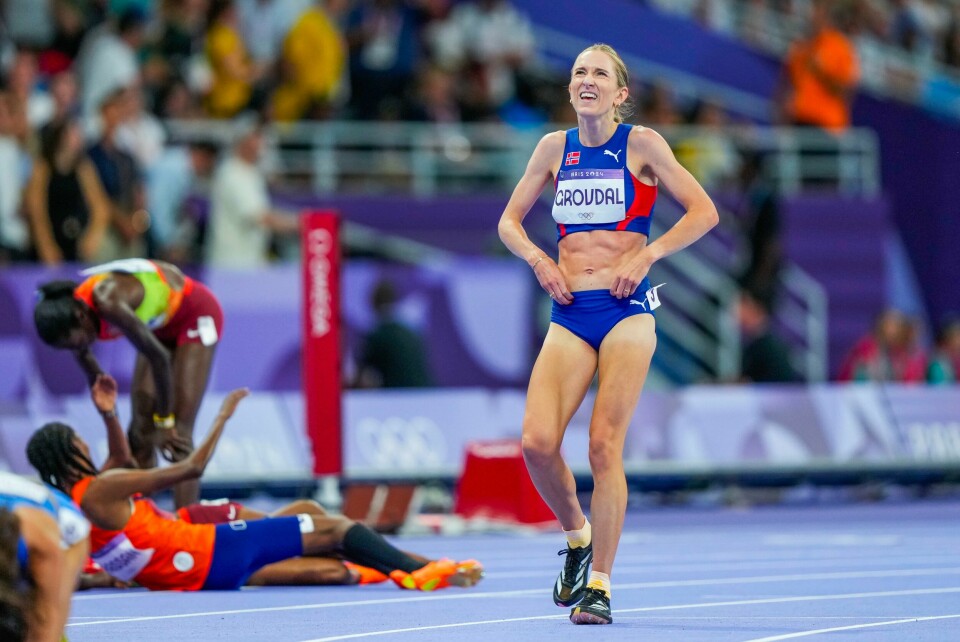 Karoline Bjerkeli Grøvdal under 5000-meteren på Stade de France under sommer-OL i Paris 2024. Karoline Bjerkeli Grøvdal under 5000-meteren på Stade de France under sommer-OL i Paris 2024. Foto: Fredrik Varfjell / NTB.