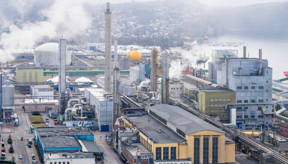 Arkivfoto. Det har oppstått ein stor gasslekkasje ved Herøya Industripark i Porsgrunn torsdag. Foto: Ole Berg-Rusten / NTB / NPK