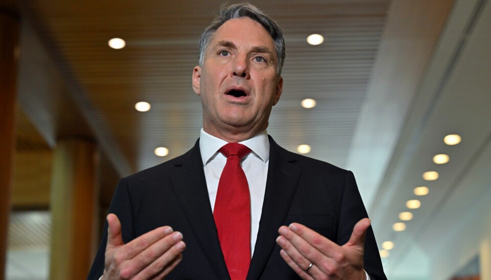 Australias forsvarsminister Richard Marles. Australia's Deputy Prime Minister Richard Marles speaks at Parliament House in Canberra, Thursday, Sept. 12, 2024. (Mick Tsikas/AAP Image via AP)