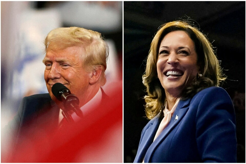 Donald Trump og Kamala Harris er klare for TV-debatt på ABC. FILE PHOTO: A combination picture shows Republican presidential nominee and former U.S. President Donald Trump reacting during a campaign rally held with Republican vice presidential nominee Senator JD Vance, in Atlanta, Georgia, U.S., August 3, 2024., and U.S. Vice President and Democratic presidential candidate Kamala Harris reacting as she holds a campaign rally with her newly chosen vice presidential running mate Minnesota Governor Tim Walz in Philadelphia, Pennsylvania, U.S., August 6, 2024. REUTERS/Umit Bektas/Elizabeth Frantz/File Photo