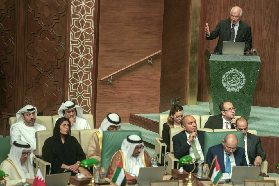 EUs utenrikssjef Josep Borrell taler på et møte i Den arabiske liga i Kairo. EUs utenrikssjef Josep Borrell taler på et møte i Den arabiske liga i Kairo. Foto: Amr Nabil / AP / NTB