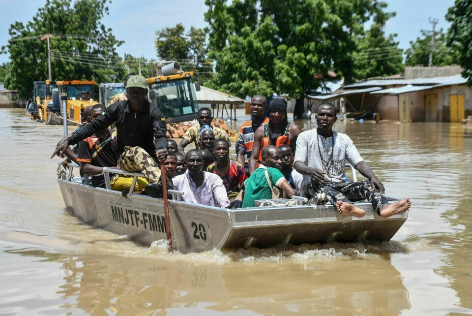 Nigeria ble rammet av flom forrige uke, her fra byen Maiduguri. Årsaken til at trebåten sank i landsbyen Gummi er ikke kjent. Nigeria ble rammet av flom forrige uke, her fra byen Maiduguri. Årsaken til at trebåten sank i landsbyen Gummi er ikke kjent.