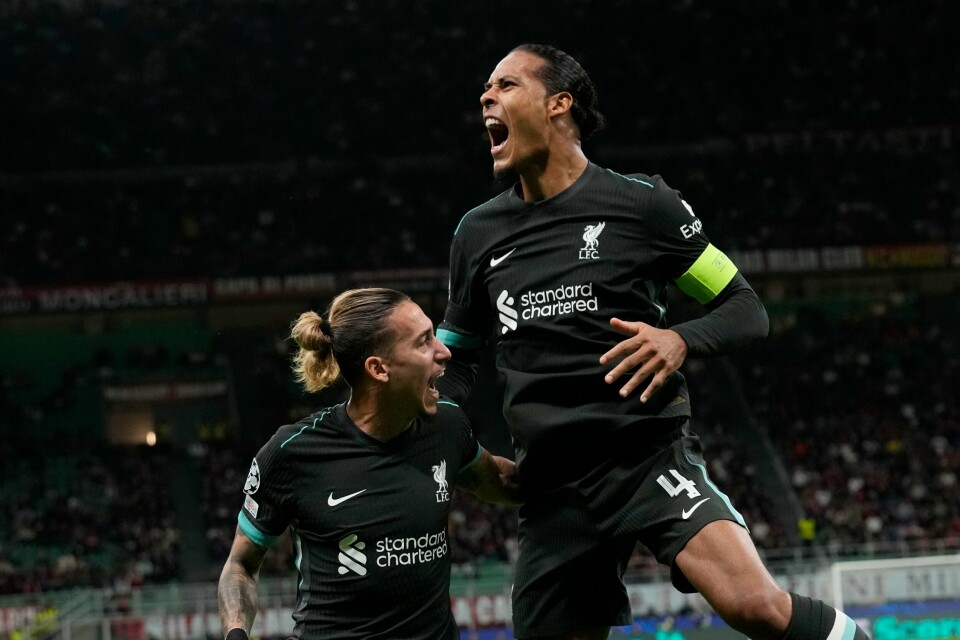 Kaptein Virgil van Dijk scoret for Liverpool mot Milan tirsdag. Kaptein Virgil van Dijk scoret for Liverpool mot Milan tirsdag. Foto: Antonio Calanni / AP / NTB