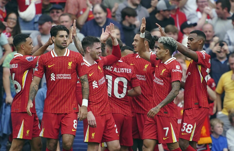 Liverpool fikk en ny opptur med lørdagens hjemmeseier over Bournemouth. Her feires ett av målene til Luis Diaz. Liverpool fikk en ny opptur med lørdagens hjemmeseier over Bournemouth. Her feires ett av målene til Luis Diaz. Foto: Peter Byrne, PA via AP / NTB