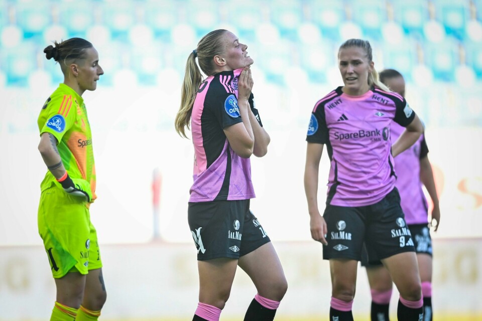 Det ble nok en nedtur for Rosenborg i Toppserien. Her er keeper Rugile Maria Rulyte, Mathilde Harviken og Emilie Nautnes avbildet fra en tidligere kamp. Det ble nok en nedtur for Rosenborg i Toppserien. Her er keeper Rugile Maria Rulyte, Mathilde Harviken og Emilie Nautnes avbildet fra en tidligere kamp. Foto: Annika Byrde / NTB