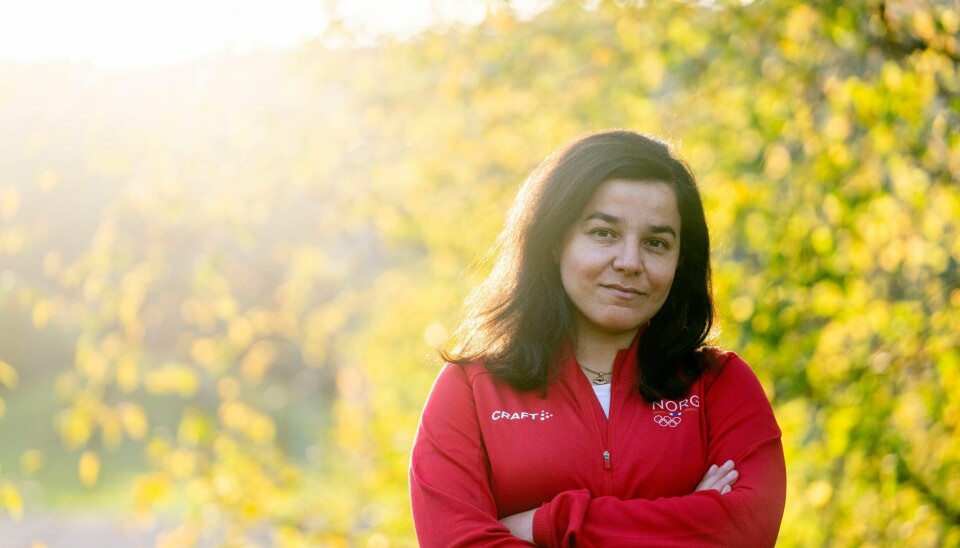 Idrettspresident Zaineb Al-Samarai. Idrettspresident Zaineb Al-Samarai under et pressetreff på Olympiatoppen. Foto: Javad Parsa / NTB